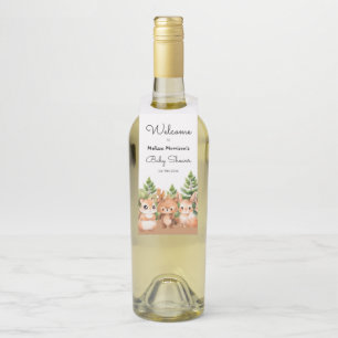 Étiquettes Pour Bouteilles Baby Shower pour Petit Garçon en Décor de Forêt