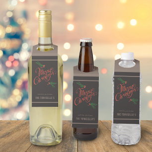 Étiquettes Pour Bouteilles Baies sèches de Noël Joyeuses
