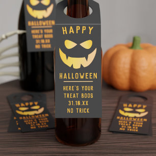 Étiquettes Pour Bouteilles Balise Bonne Halloween Citrouille Jack-o'-lantern