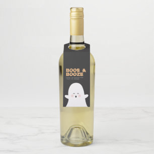 Étiquettes Pour Bouteilles Balise Boos & Booze Halloween Cute Ghost Bottle