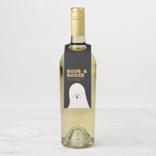 Étiquettes Pour Bouteilles Balise Boos & Booze Halloween Cute Ghost Bottle
