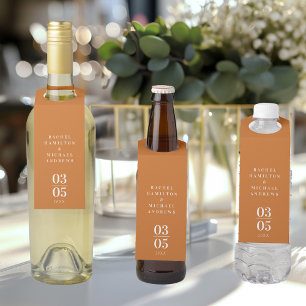 Étiquettes Pour Bouteilles Balise de fermeture Mariage orange moderne Simpel