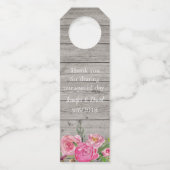 Étiquettes Pour Bouteilles Balise de préférence Bois rustique et Fleurs roses (Dos)