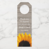 Étiquettes Pour Bouteilles Balise de préférence Bois rustique et Tournesol (Devant)