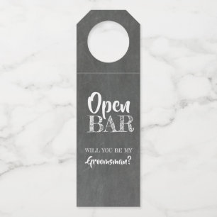 Étiquettes Pour Bouteilles Bar Ouvert - Demande de Témoins de Mariage Drôle