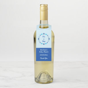 Étiquettes Pour Bouteilles Bébé Garçon Papillons Bleus et Fleurs Shower de Bé