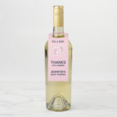 Étiquettes Pour Bouteilles Bébé rose mignon Empreintes C'est une fille (Sur bouteille)