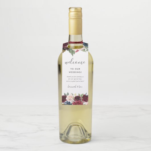 Étiquettes Pour Bouteilles Bienvenue au mariage Radiant Bloom (Sur bouteille)