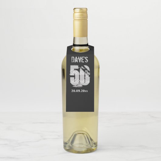 Étiquettes Pour Bouteilles Black Grey moderne 50e Fête d'anniversaire (Sur bouteille)