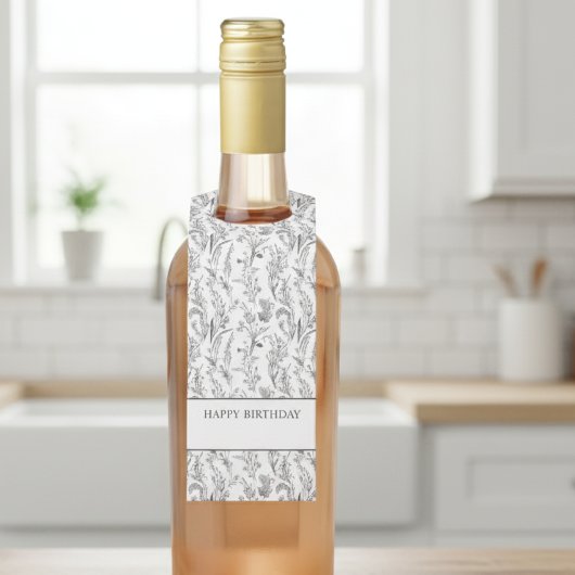 Étiquettes Pour Bouteilles Black White Toile Floral Gift