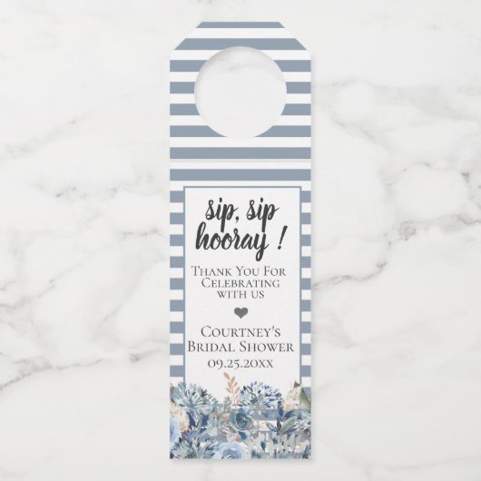 Étiquettes Pour Bouteilles Bleu Dusty Golden Botanique (Devant)