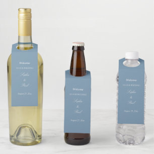 Étiquettes Pour Bouteilles Bleu Dusty Mariage Bienvenue Tags de cintre de bou