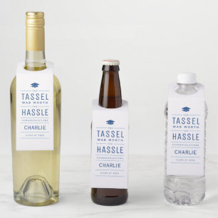 Étiquettes Pour Bouteilles Bleu le goût valait la peine Graduation