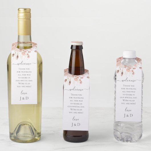 Étiquettes Pour Bouteilles Boho Dried Watercolor Floral Wedding (En situation)