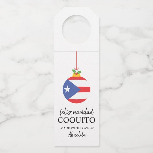 Étiquettes Pour Bouteilles Boisson de Noël Tropicale au Coco Coquito (Devant)