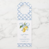 Étiquettes Pour Bouteilles Boîtier Cadeau Aquarelle bleu Bow Lemons (Devant)