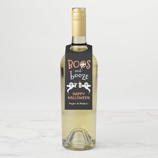 Étiquettes Pour Bouteilles Boos et Booze Halloween Party Cute Ghost Brew (Sur bouteille)