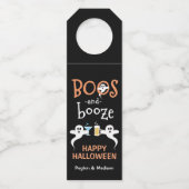 Étiquettes Pour Bouteilles Boos et Booze Halloween Party Cute Ghost Brew (Devant)