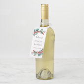 Étiquettes Pour Bouteilles Botanique à l'aquarelle de verdure des Fêtes (Incliné)