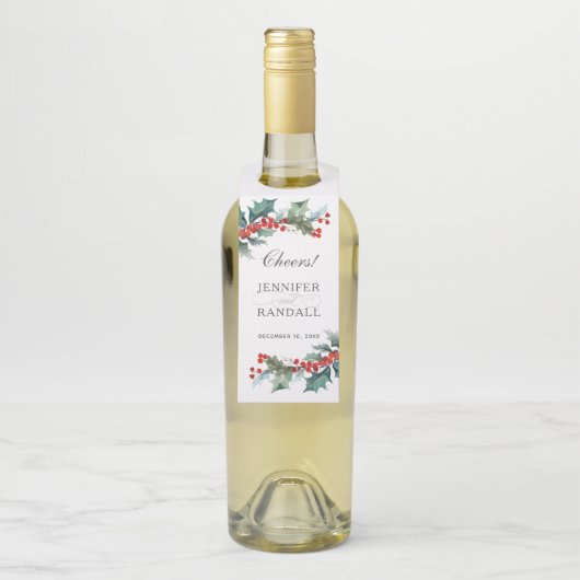 Étiquettes Pour Bouteilles Botanique aquarelle de verdure des Fêtes (Sur bouteille)