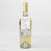 Étiquettes Pour Bouteilles Bouquet botanique rose sarcelle pêche Faveur de ma (Sur bouteille)