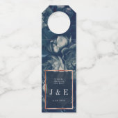 Étiquettes Pour Bouteilles Bouquet de mariage Rose Gold Navy (Devant)