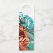 Étiquettes Pour Bouteilles Bouteille de Mariage floral tropicale turquoise et (Dos)