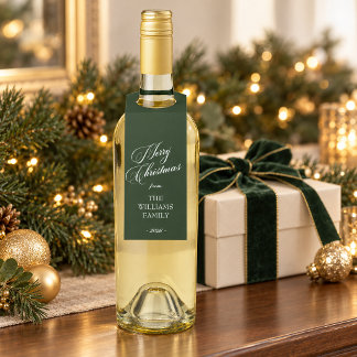 Étiquettes Pour Bouteilles Bouteille personnalisée Joyeux Noël vert