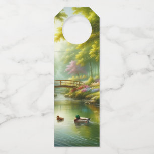 Étiquettes Pour Bouteilles Brook de printemps avec canards/fleurs