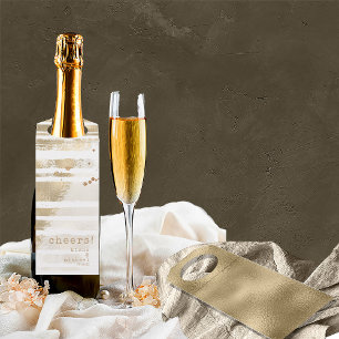 Étiquettes Pour Bouteilles Brush Golden Stroke Stripes Mariage Cheers ID655