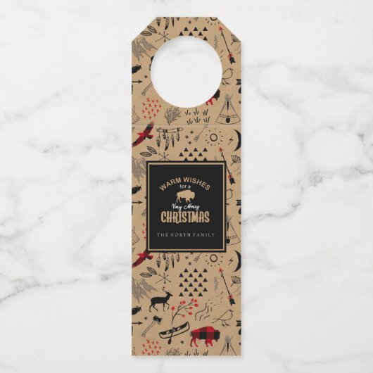 Étiquettes Pour Bouteilles Buffalo Adventures Wears Warm Kraft Red ID599 (Devant)