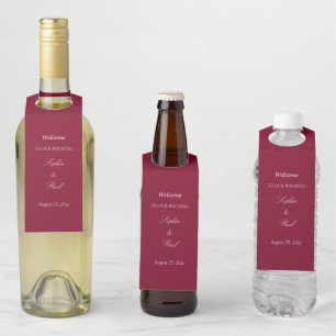 Étiquettes Pour Bouteilles Burgundy Mariage Welcome Bottle Hanger Tags