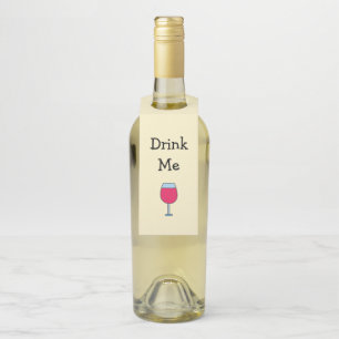 Étiquettes Pour Bouteilles Buvez-moi avec le verre de vin