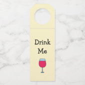 Étiquettes Pour Bouteilles Buvez-moi avec le verre de vin (Devant)