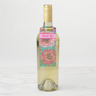 Étiquettes Pour Bouteilles "Buvez tout !" Étiquette-cadeau de vin floral