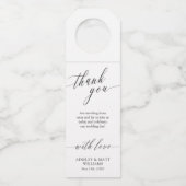 Étiquettes Pour Bouteilles Cadeau de mariage calligraphié avec remerciements (Devant)