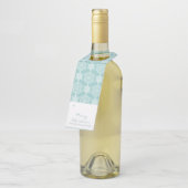 Étiquettes Pour Bouteilles Cadeau de Noël Flocon de Neige Aqua Blanc (Incliné)