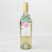 Étiquettes Pour Bouteilles Cadeaux de vin flamant rose tropical (Sur bouteille)