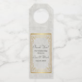 Étiquettes Pour Bouteilles Cadre géométrique doré Mariage en marbre blanc (Dos)