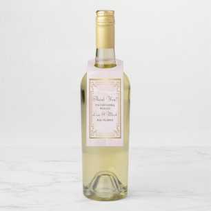 Étiquettes Pour Bouteilles Cadre géométrique doré Mariage marbre rose
