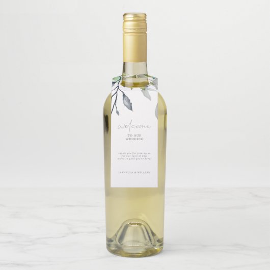Étiquettes Pour Bouteilles Calligraphie Botanique Mariage Bienvenue (Sur bouteille)