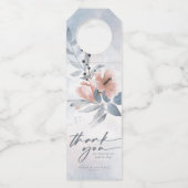 Étiquettes Pour Bouteilles Calligraphie Floral Merci Bleu ID771 (Devant)