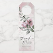 Étiquettes Pour Bouteilles Calligraphie Merci floral Mauve ID771 (Devant)