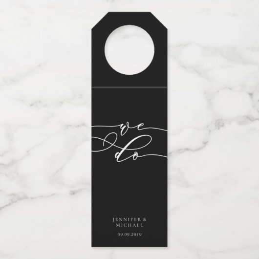 Étiquettes Pour Bouteilles Calligraphie Noir Simple Minimal Nous faisons (Devant)