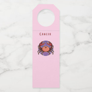 Étiquettes Pour Bouteilles Cancer rose, zodiaque, impression signe du zodiaqu