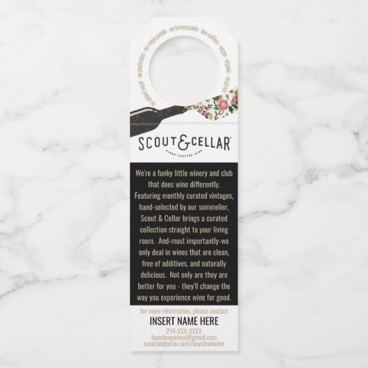 Étiquettes Pour Bouteilles Carte de visite vin SC (Dos)