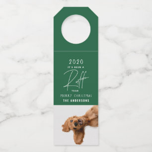 Étiquettes Pour Bouteilles carte de vœu de Noël chien drôle ruff année en rev