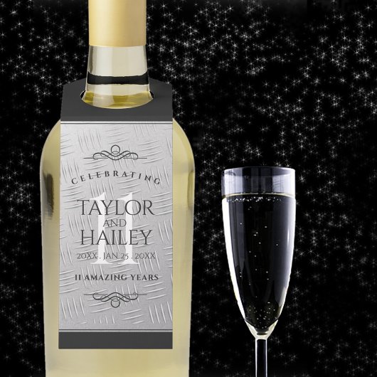 Étiquettes Pour Bouteilles Célébration élégante du 11e anniversaire de mariag