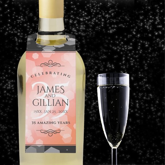 Étiquettes Pour Bouteilles Célébration élégante du 35e anniversaire de mariag