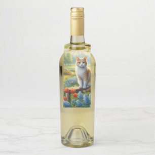 Étiquettes Pour Bouteilles Chalet de printemps/jardin & chat